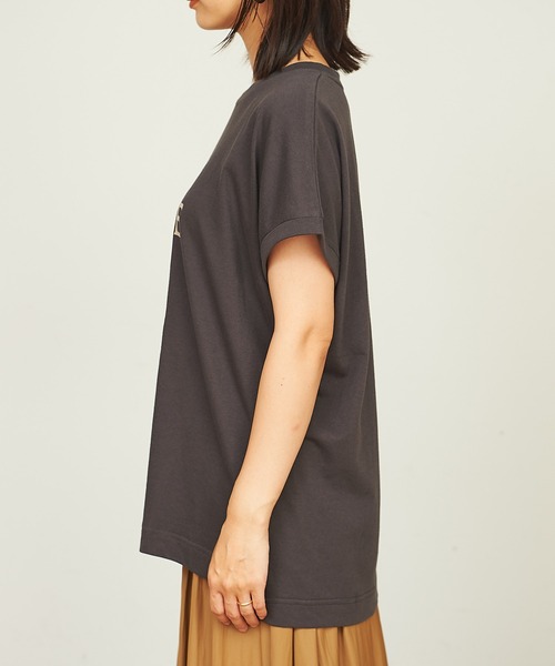 BONbazaar（ボンバザール）の「MessageプリントTシャツ（Tシャツ/カットソー・レディース・チャコールグレー/ベージュ・FREE）」の3枚目の写真