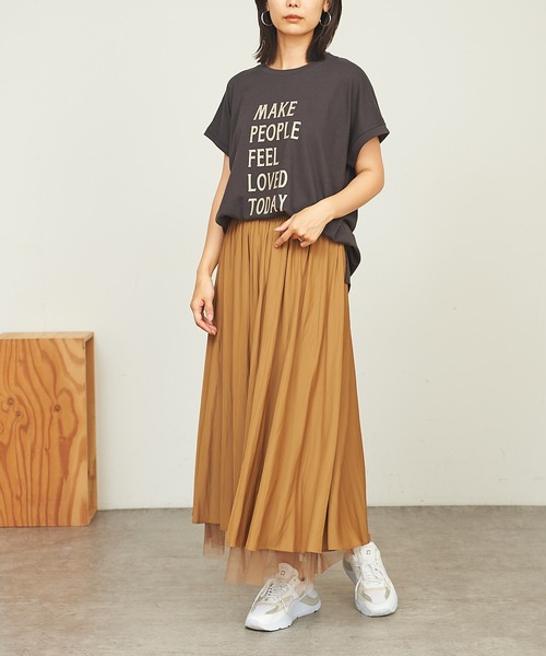 BONbazaar（ボンバザール）の「MessageプリントTシャツ（Tシャツ/カットソー・レディース・チャコールグレー/ベージュ・FREE）」の7枚目の写真