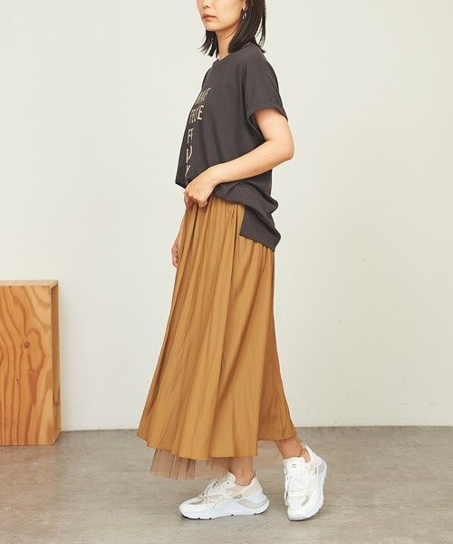 BONbazaar（ボンバザール）の「MessageプリントTシャツ（Tシャツ/カットソー・レディース・チャコールグレー/ベージュ・FREE）」の9枚目の写真