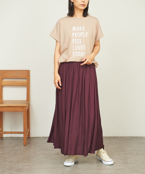 BONbazaar（ボンバザール）の「MessageプリントTシャツ（Tシャツ/カットソー・レディース・チャコールグレー/ベージュ・FREE）」の8枚目の写真