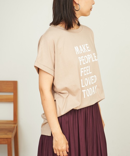 BONbazaar（ボンバザール）の「MessageプリントTシャツ（Tシャツ/カットソー・レディース・チャコールグレー/ベージュ・FREE）」の19枚目の写真