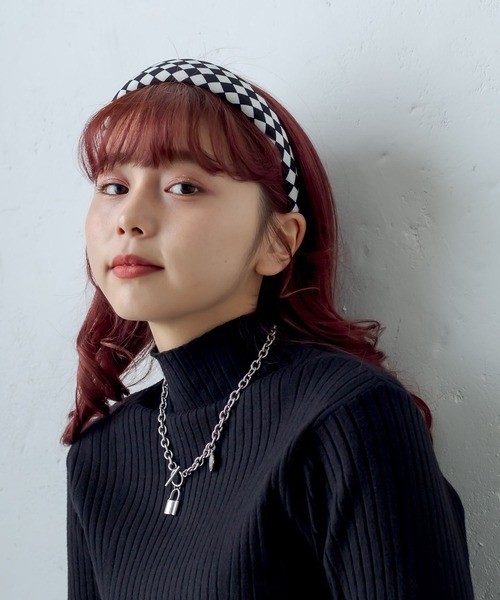 RASVOA（ラスボア）の「ブロックチェックカチューシャ（カチューシャ・レディース・ブラック・FREE）」の6枚目の写真