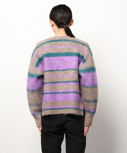 EACH.（イーチ）の「【EACH】OVERSIZED STRIPE CD　ストライプニットカーディガン オーバーサイズ ビッグシルエット（カーディガン/ボレロ・レディース・ブラウン/グリーン・FREE）」の15枚目の写真