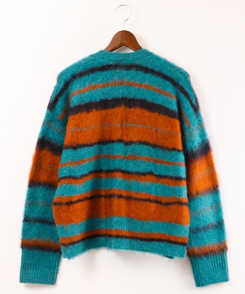 EACH.（イーチ）の「【EACH】OVERSIZED STRIPE CD　ストライプニットカーディガン オーバーサイズ ビッグシルエット（カーディガン/ボレロ・レディース・ブラウン/グリーン・FREE）」の10枚目の写真