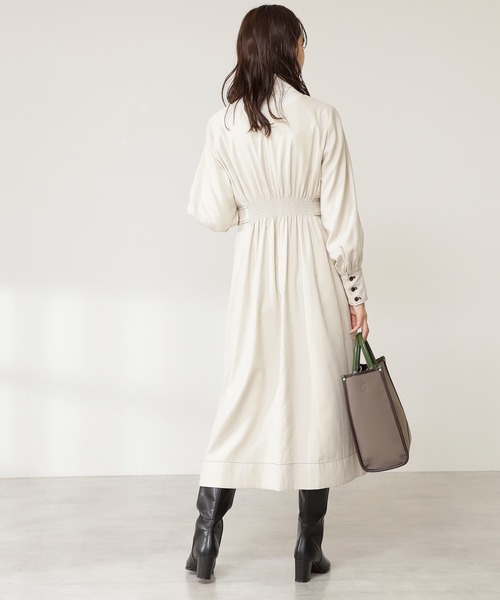 N.（N. Natural Beauty Basic）（エヌエヌナチュラルビューティーベーシック）の「【S Size Line】◆タックウエスト脇ボタンワンピース（ワンピース・レディース・ブラウン/クリーム/ライトグリーン/ピンク・SMALL/MEDIUM）」の9枚目の写真