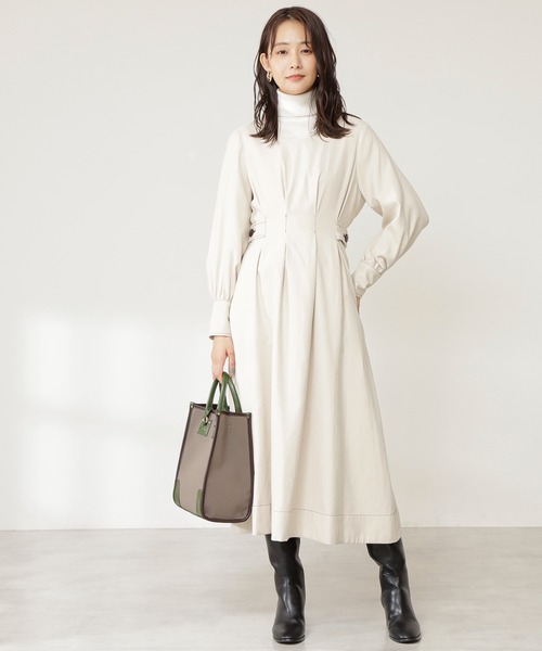 N.（N. Natural Beauty Basic）（エヌエヌナチュラルビューティーベーシック）の「【S Size Line】◆タックウエスト脇ボタンワンピース（ワンピース・レディース・ブラウン/クリーム/ライトグリーン/ピンク・SMALL/MEDIUM）」の7枚目の写真