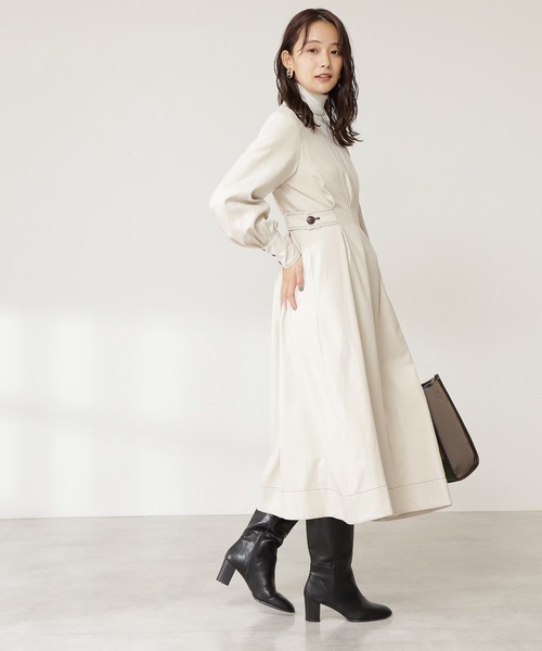 N.（N. Natural Beauty Basic）（エヌエヌナチュラルビューティーベーシック）の「【S Size Line】◆タックウエスト脇ボタンワンピース（ワンピース・レディース・ブラウン/クリーム/ライトグリーン/ピンク・SMALL/MEDIUM）」の8枚目の写真