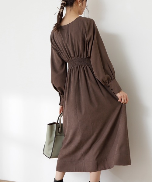 N.（N. Natural Beauty Basic）（エヌエヌナチュラルビューティーベーシック）の「【S Size Line】◆タックウエスト脇ボタンワンピース（ワンピース・レディース・ブラウン/クリーム/ライトグリーン/ピンク・SMALL/MEDIUM）」の13枚目の写真