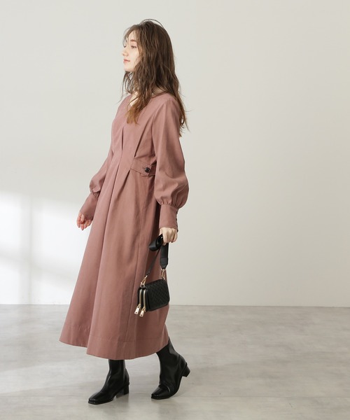 N.（N. Natural Beauty Basic）（エヌエヌナチュラルビューティーベーシック）の「【S Size Line】◆タックウエスト脇ボタンワンピース（ワンピース・レディース・ブラウン/クリーム/ライトグリーン/ピンク・SMALL/MEDIUM）」の14枚目の写真