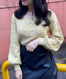 INGNI（イング）の「ケーブルスクエアネックニット（ニット/セーター）」