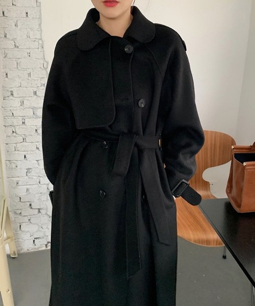 Girly Doll（ガーリードール）の「トレンチタイプロングコート（トレンチコート・レディース・ブラック/ベージュ・F）」の5枚目の写真