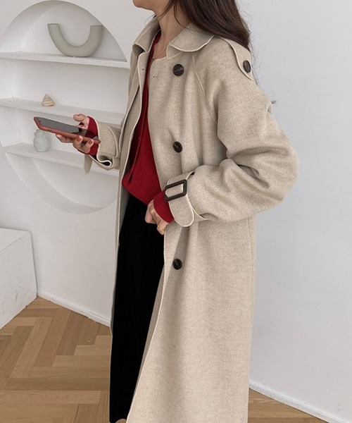 Girly Doll（ガーリードール）の「トレンチタイプロングコート（トレンチコート・レディース・ブラック/ベージュ・F）」の6枚目の写真