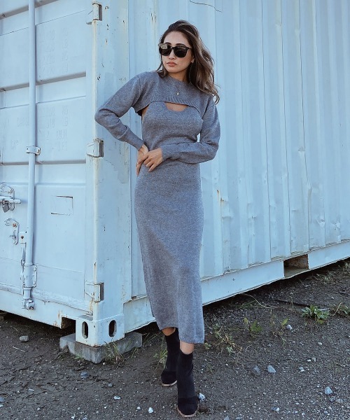 esutoreja（エストレジャ）の「トップス&ノースリーブワンピースセット（ワンピース・レディース・ブラック/ベージュ/グレー・FREE）」の2枚目の写真