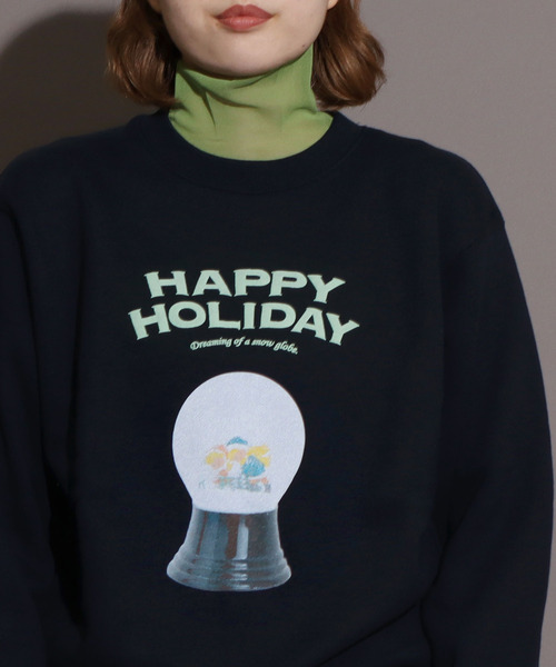 I am I in fact...（アイアムアイインファクト）の「《WEB限定》SNOWDOME Girl  プリント スウェット（スウェット・レディース・ホワイト/ネイビー・FREE）」の2枚目の写真