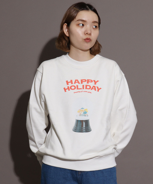 I am I in fact...（アイアムアイインファクト）の「《WEB限定》SNOWDOME Girl  プリント スウェット（スウェット・レディース・ホワイト/ネイビー・FREE）」の20枚目の写真