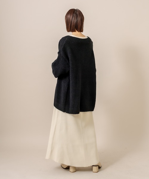 mline（エムライン）の「[mline] WEB限定 クルーロングカーディガン（カーディガン/ボレロ・レディース・ブラック/オフホワイト/ピンク・FREE）」の7枚目の写真