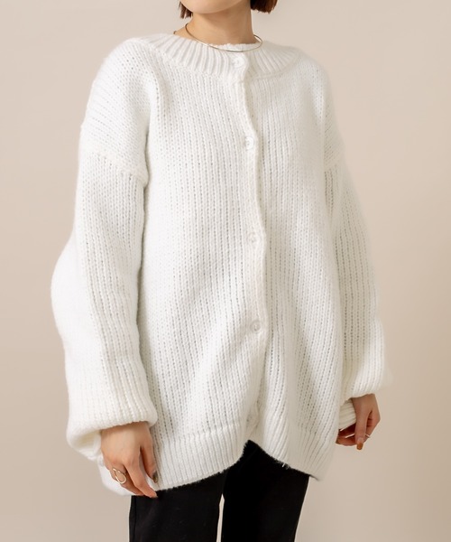 mline（エムライン）の「[mline] WEB限定 クルーロングカーディガン（カーディガン/ボレロ・レディース・ブラック/オフホワイト/ピンク・FREE）」の16枚目の写真