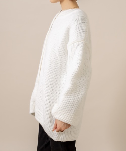 mline（エムライン）の「[mline] WEB限定 クルーロングカーディガン（カーディガン/ボレロ・レディース・ブラック/オフホワイト/ピンク・FREE）」の17枚目の写真