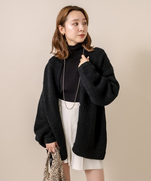 mline（エムライン）の「[mline] WEB限定 クルーロングカーディガン（カーディガン/ボレロ・レディース・ブラック/オフホワイト/ピンク・FREE）」の14枚目の写真