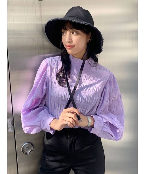 EMODA（エモダ）の「ハイネックパフスリーブブラウス（シャツ/ブラウス・レディース・ホワイト/ブラック/パープル・FREE）」の5枚目の写真