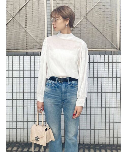 EMODA（エモダ）の「ハイネックパフスリーブブラウス（シャツ/ブラウス・レディース・ホワイト/ブラック/パープル・FREE）」の10枚目の写真