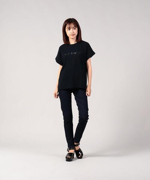 アニエス・ベー ロゴTシャツ agnes b.（アニエスベー） tシャツ ロゴ コットン 5分袖 Tシャツ ”Yoko