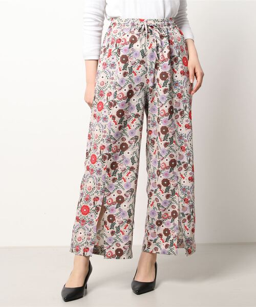 moyan ecri(モヤン エクリ)の「<moyan ecri>ボタニカル柄裾スリット2WAY ワイド/ルーズパンツ(その他パンツ・レディース・オレンジ/グリーン/アイボリー・S/M)」の9枚目の写真