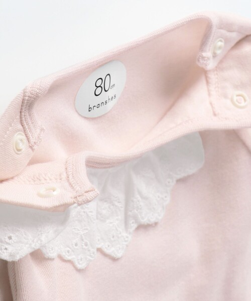 BRANSHES（ブランシェス）の「衿付きボディスーツ（ロンパース・キッズ・ピンク/オフホワイト・70/80）」の22枚目の写真