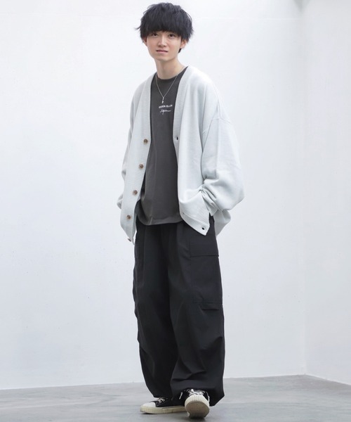 JUNRED（ジュンレッド）の「【こめ×JUNRed】ボリュームスリーブニットカーディガン（カーディガン/ボレロ・メンズ・オフホワイト/チャコールグレー/グリーン・S/M/L）」の10枚目の写真