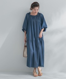 F by ROSSO | F by ROSSO　ギャザーネックティアードデニムワンピース(ワンピース)