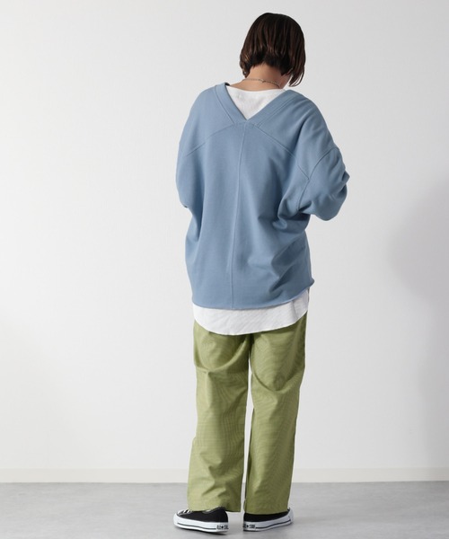 cepo（セポ）の「【SET ITEM】Vネック＋ワッフルロンT　アンサンブル（スウェット・レディース・パープル/サックスブルー/イエロー・M）」の8枚目の写真