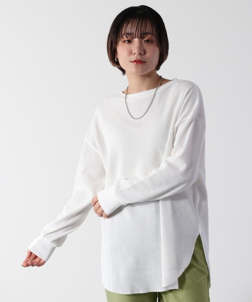 cepo（セポ）の「【SET ITEM】Vネック＋ワッフルロンT　アンサンブル（スウェット・レディース・パープル/サックスブルー/イエロー・M）」の9枚目の写真