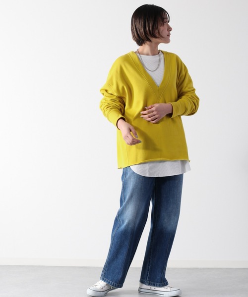 cepo（セポ）の「【SET ITEM】Vネック＋ワッフルロンT　アンサンブル（スウェット・レディース・パープル/サックスブルー/イエロー・M）」の20枚目の写真