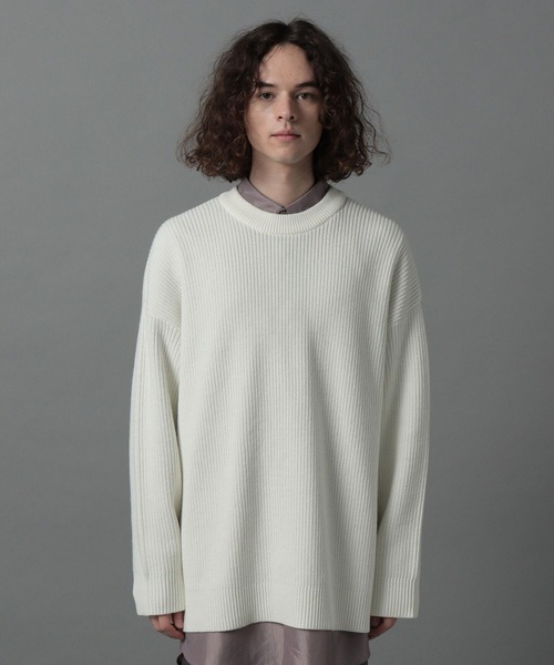 HARE（ハレ）の「サイドボタンMEGAニット(HARE)（ニット/セーター・メンズ・ブラック/オフホワイト/レッド・FREE）」の17枚目の写真