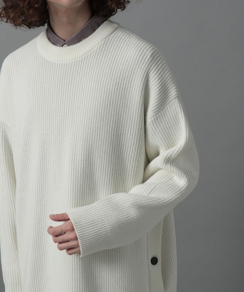 HARE（ハレ）の「サイドボタンMEGAニット(HARE)（ニット/セーター・メンズ・ブラック/オフホワイト/レッド・FREE）」の21枚目の写真