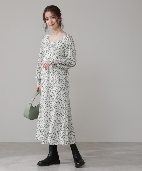 N.(N. Natural Beauty Basic)(エヌエヌナチュラルビューティーベーシック)の「◆スクエアネック小花マキシワンピース(ワンピース・レディース・ネイビー/オフホワイト/グリーン・MEDIUM)」の15枚目の写真
