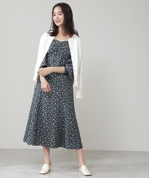 N.(N. Natural Beauty Basic)(エヌエヌナチュラルビューティーベーシック)の「◆スクエアネック小花マキシワンピース(ワンピース・レディース・ネイビー/オフホワイト/グリーン・MEDIUM)」の17枚目の写真