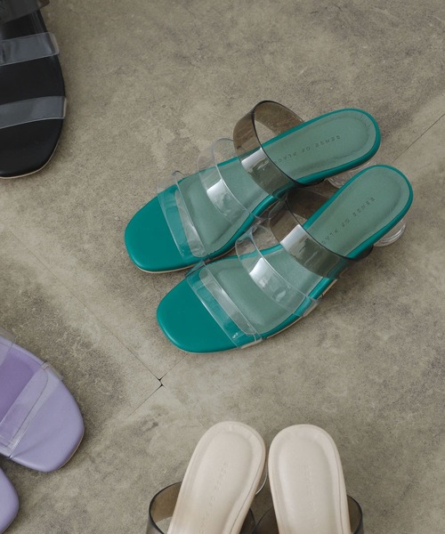 SENSE OF PLACE by URBAN RESEARCH(センスオブプレイスバイアーバンリサーチ)の「PVCクリアヒールサンダル(サンダル・レディース・グリーン/ブラック/パープル/アイボリー・MEDIUM/LARGE/SMALL)」の4枚目の写真