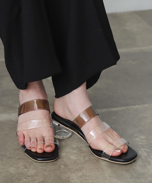 SENSE OF PLACE by URBAN RESEARCH(センスオブプレイスバイアーバンリサーチ)の「PVCクリアヒールサンダル(サンダル・レディース・グリーン/ブラック/パープル/アイボリー・MEDIUM/LARGE/SMALL)」の3枚目の写真