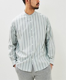 ランダムストライプ バンドカラー シャツ
