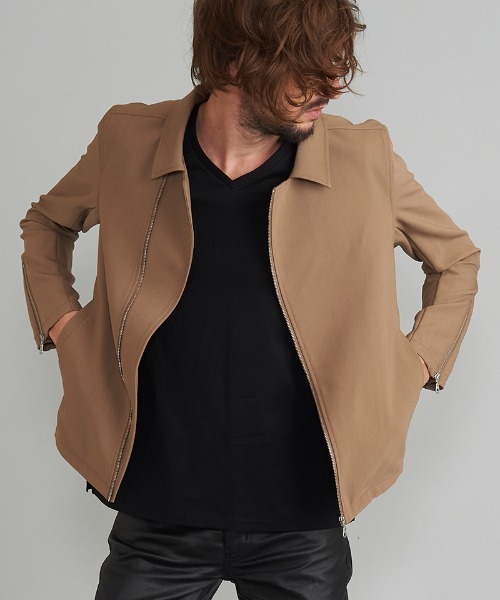 NO ID.(ノーアイディ)の「mj8461- セミダブルライダースJKT(ライダースジャケット・メンズ・サックスブルー/ブラック/ホワイト/ベージュ・1/2)」の3枚目の写真