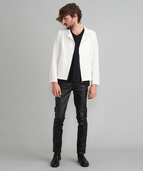 NO ID.(ノーアイディ)の「mj8461- セミダブルライダースJKT(ライダースジャケット・メンズ・サックスブルー/ブラック/ホワイト/ベージュ・1/2)」の22枚目の写真
