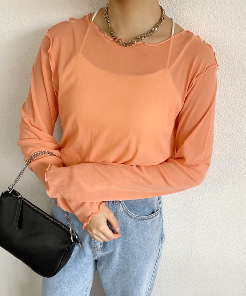 nemne store（ネンネストア）の「2wayシアーメロートップス（Tシャツ/カットソー・レディース・ホワイト系その他/ブラック系その他/ベージュ系その他/オレンジ系その他・フリー）」の5枚目の写真