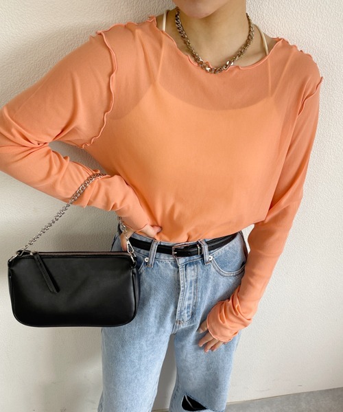 nemne store（ネンネストア）の「2wayシアーメロートップス（Tシャツ/カットソー・レディース・ホワイト系その他/ブラック系その他/ベージュ系その他/オレンジ系その他・フリー）」の6枚目の写真