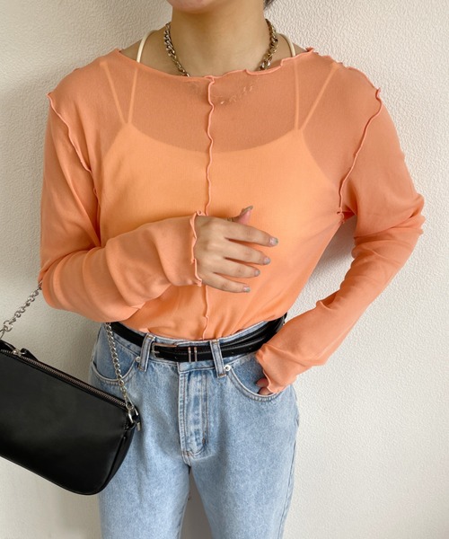 nemne store（ネンネストア）の「2wayシアーメロートップス（Tシャツ/カットソー・レディース・ホワイト系その他/ブラック系その他/ベージュ系その他/オレンジ系その他・フリー）」の7枚目の写真