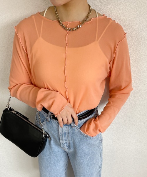 nemne store（ネンネストア）の「2wayシアーメロートップス（Tシャツ/カットソー・レディース・ホワイト系その他/ブラック系その他/ベージュ系その他/オレンジ系その他・フリー）」の8枚目の写真