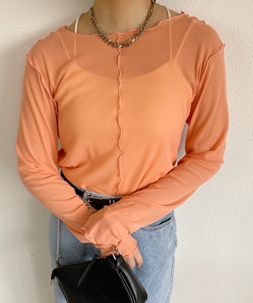 nemne store（ネンネストア）の「2wayシアーメロートップス（Tシャツ/カットソー・レディース・ホワイト系その他/ブラック系その他/ベージュ系その他/オレンジ系その他・フリー）」の10枚目の写真