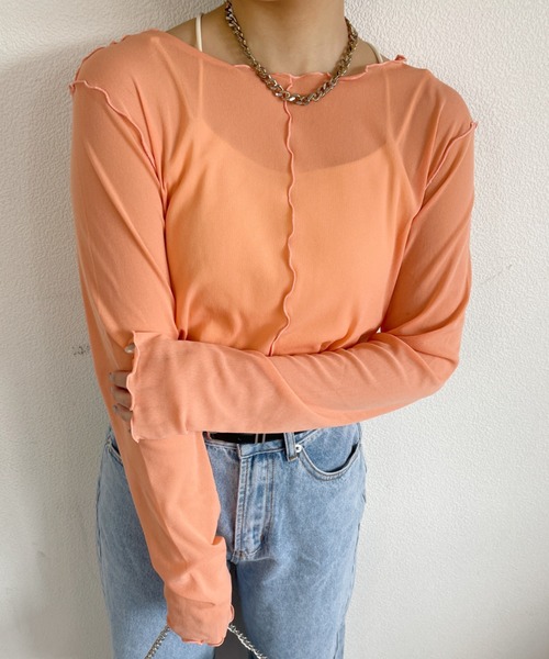 nemne store（ネンネストア）の「2wayシアーメロートップス（Tシャツ/カットソー・レディース・ホワイト系その他/ブラック系その他/ベージュ系その他/オレンジ系その他・フリー）」の11枚目の写真