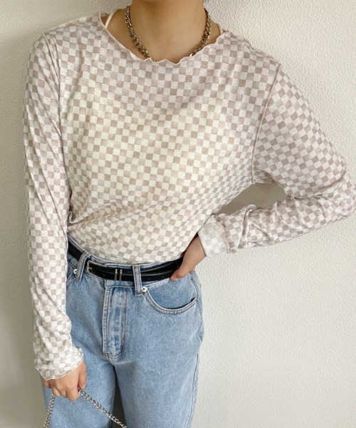 nemne store（ネンネストア）の「2wayシアーメロートップス（Tシャツ/カットソー・レディース・ホワイト系その他/ブラック系その他/ベージュ系その他/オレンジ系その他・フリー）」の14枚目の写真