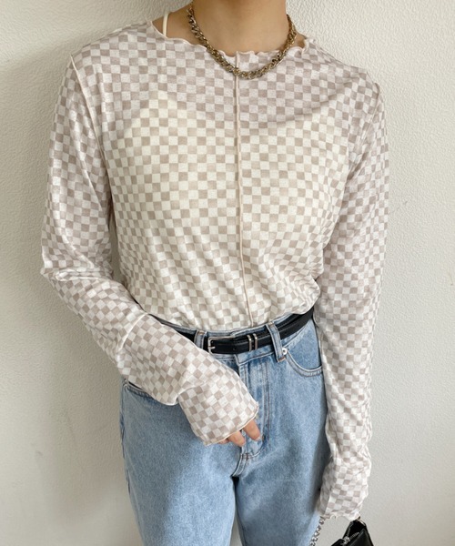 nemne store（ネンネストア）の「2wayシアーメロートップス（Tシャツ/カットソー・レディース・ホワイト系その他/ブラック系その他/ベージュ系その他/オレンジ系その他・フリー）」の20枚目の写真